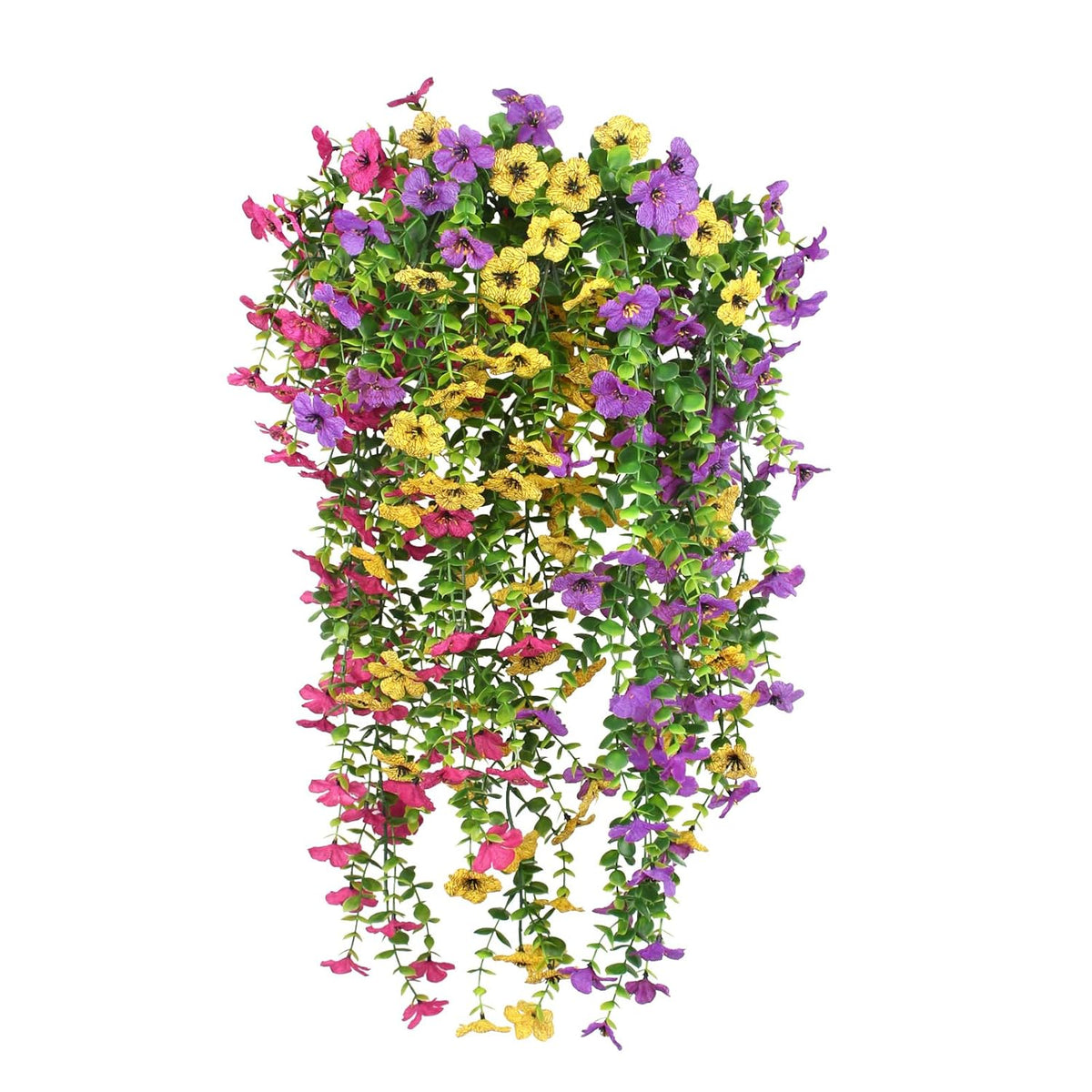 3 Pcs Artificial Fake Hanging Flowers Plants For Spring Outdoor Outside Decoration, Uv Resistant Faux Plastic Fabric Flower For Garden Porch Patio Balcony Yard Decor?Mix?