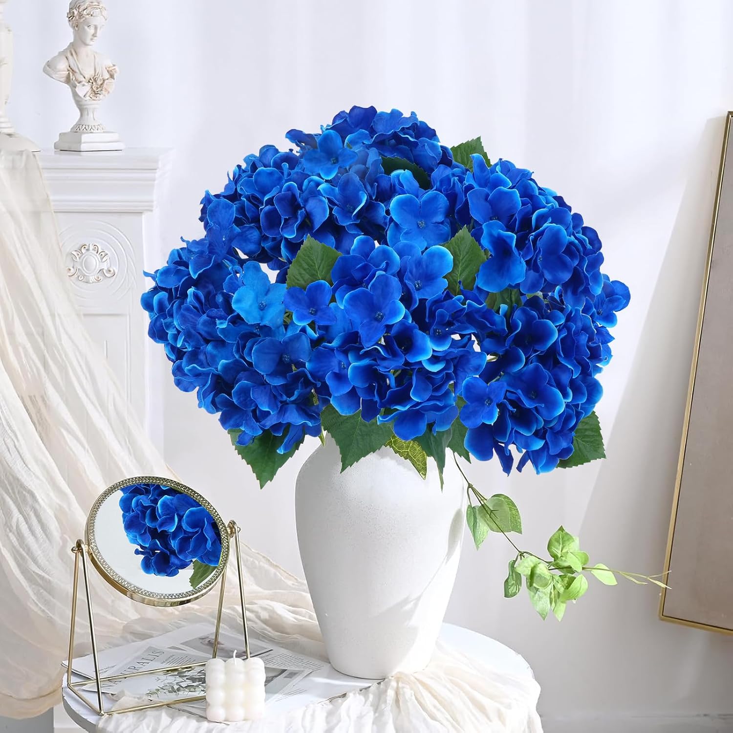 2 Pcs Hydrangea Artificial Flowers Royal Blue Hydrangeas 10 Heads Silk Hydrangea Flowers Bouquets Blue Artificial Flowers For Wedding Bouquet Table Centerpieces Floral Arrangements Home Decor