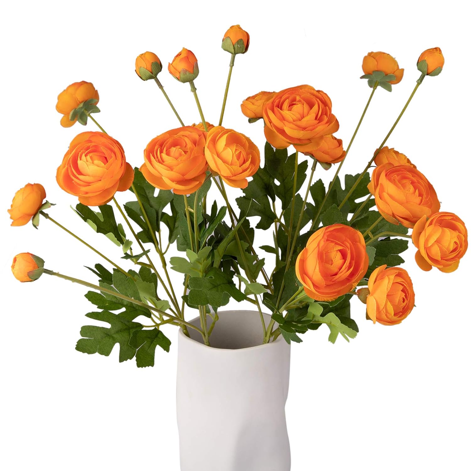 5 Stems Artificial Silk Ranunculus Flowers Orange 23" Tall,Uv Resistant,Bendable Stems For Wedding Centerpieces,Home Deco?Orange?