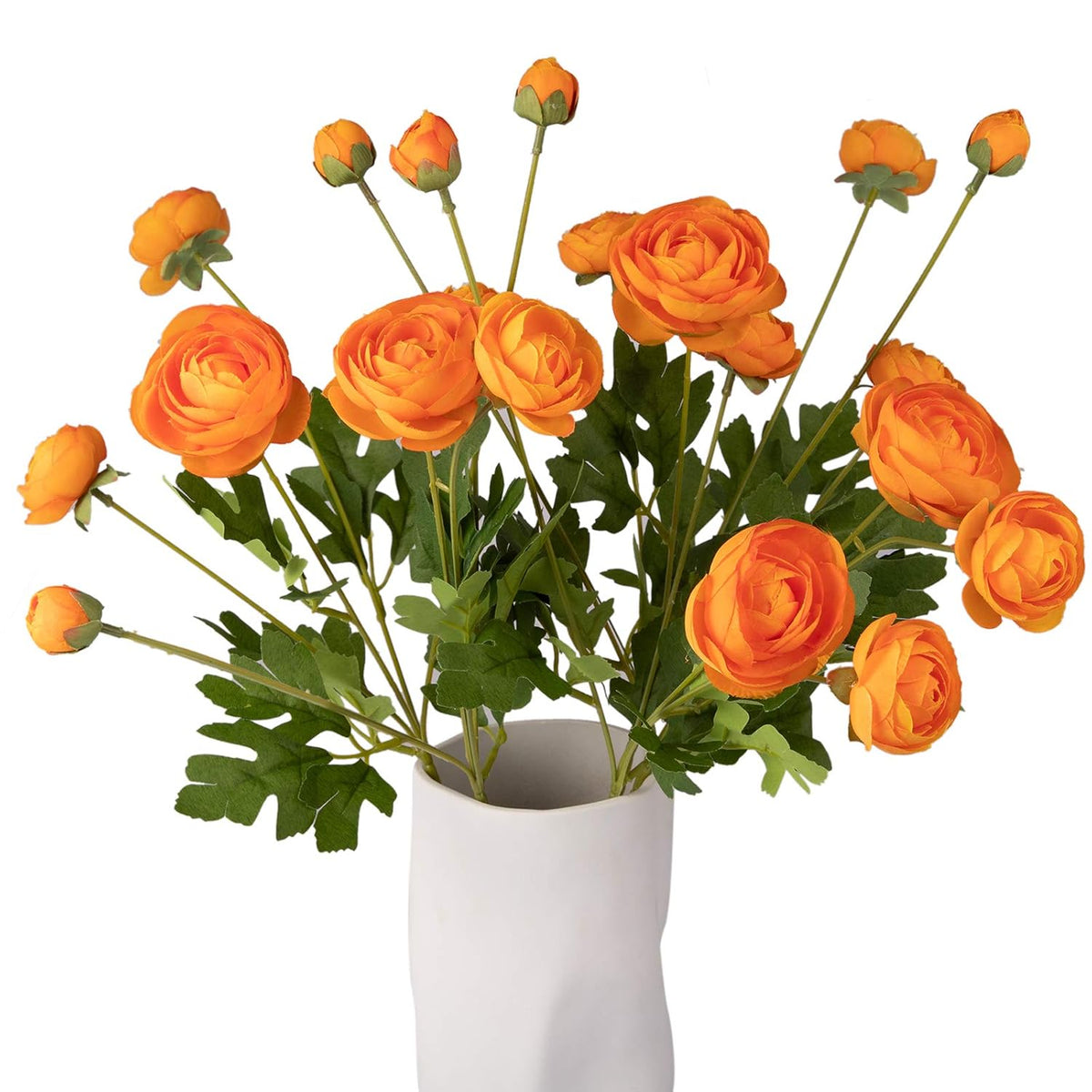 5 Stems Artificial Silk Ranunculus Flowers Orange 23" Tall,Uv Resistant,Bendable Stems For Wedding Centerpieces,Home Deco?Orange?