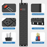 Heavy Duty 20A Power Strip 16 Outlets 4800J Surge Protector 6FT 12AWG