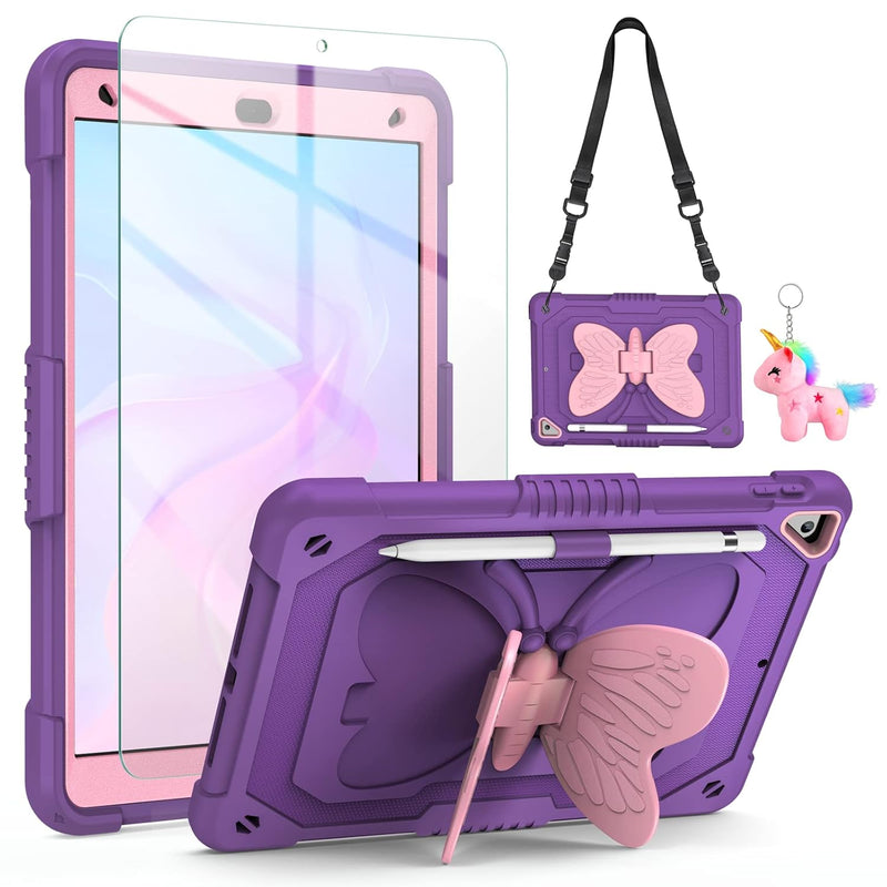 For Ipad 9Th 8Th 7Th Generation Case With Screen Protector Butterfly Stand Sho