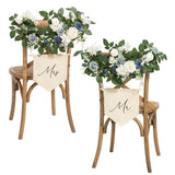 Mr And Mrs Sign,Bride And Groom Chair Sign For Wedding Chair Decor,2 Pack Artificial Flower Garland For Wedding,Party,Home Centerpiece Table Decorations (Dusty Blue & Navy)