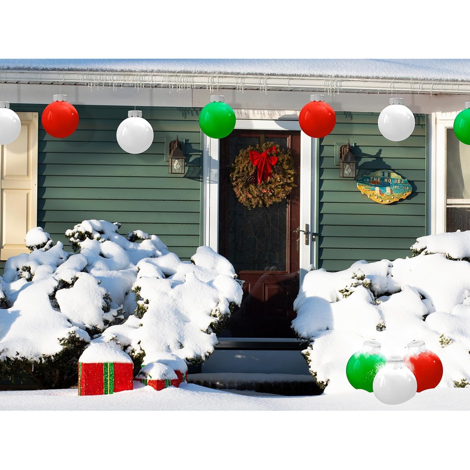 9 Pcs Outdoor Christmas Decorations, Large Inflatable Christmas Balls For Yards, Lawns, Porches, Gardens, Front Doors Or