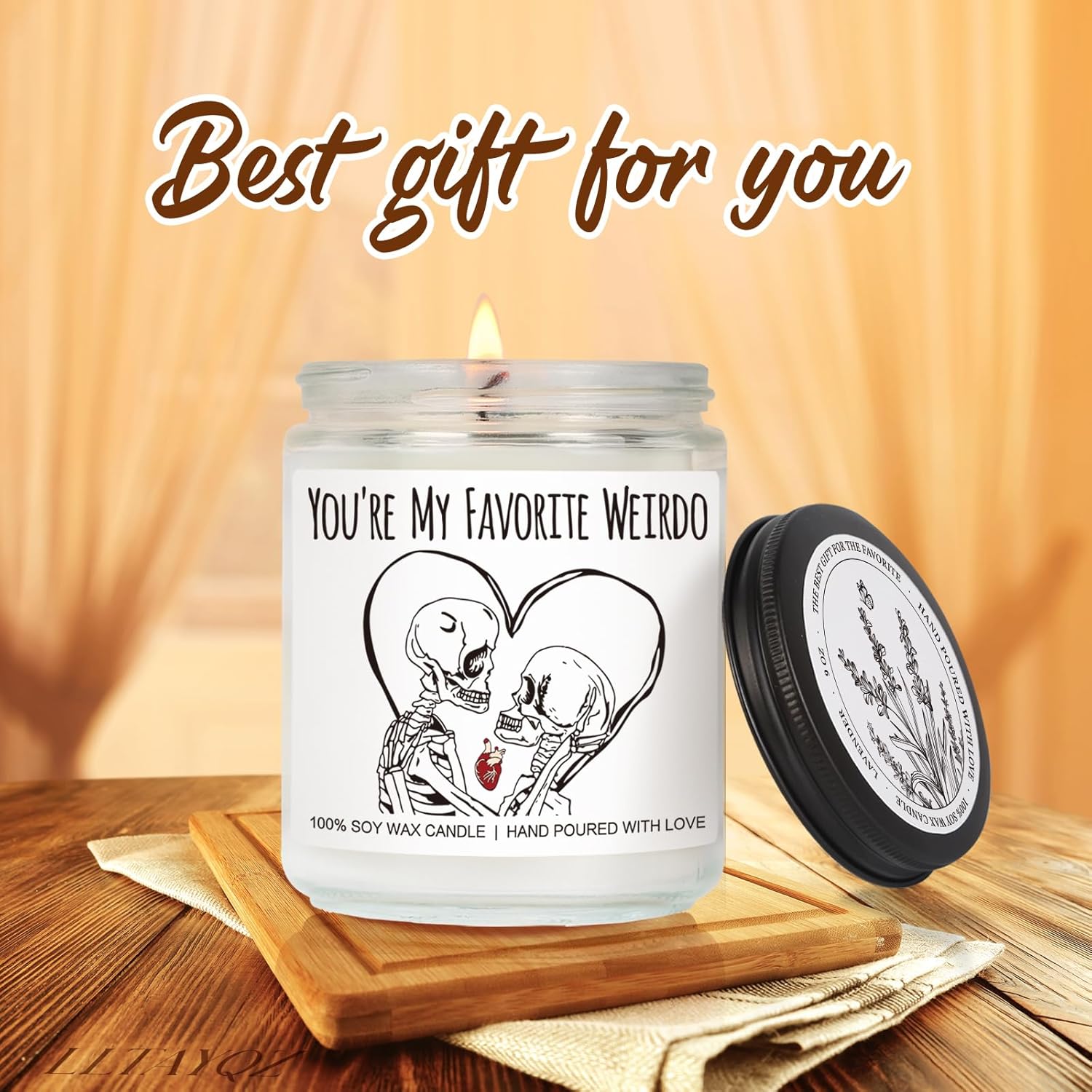 Dark Gothic Humor Halloween Valentines Day Scented Candle Gifts For Couples Him Her, You'Re My Favorite Weirdo - Goth Spooky Skeletons Halloween Candle Gifts For Boyfriend Girlfriend Husband Wife-26
