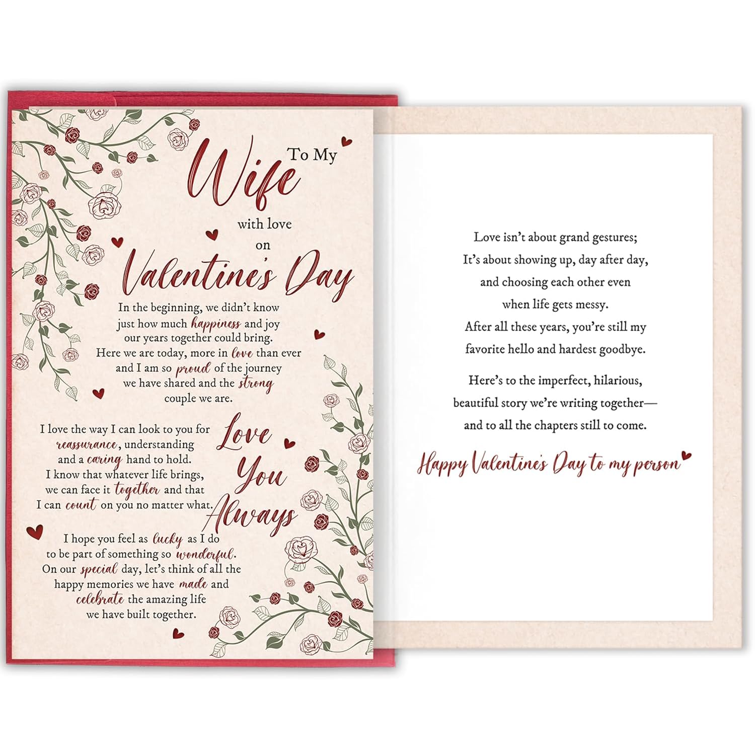 Sweet Valentine'S Day Card For Her, Romantic Husband To Wife Greeting Card With Heartfelt Message, To My Wife With Love On Valentine'S Day