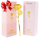 24k Gold Rose with Luxury Gift Box - 10-inch Golden Rose Metal Single Roses and Valentine's Day Gifts Idea for Women, Loved Ones, Mom, Wife, Girlfriend, Grandma, Mother's Day