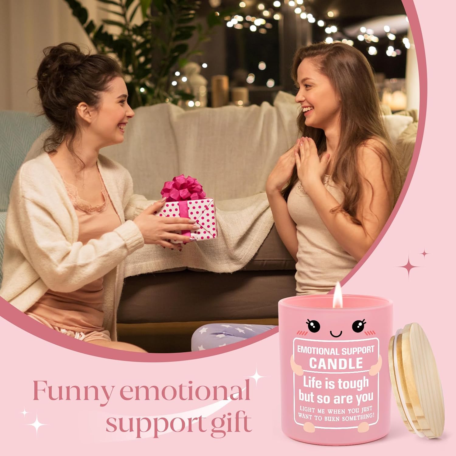 Emotional Support Candle 10Oz, Inspirational, Positive Affirmation, Encouragement, Stress Relief, Valentines Gifts For Women Friends Coworkers, Life Is Tough But So Are You Scented Candles
