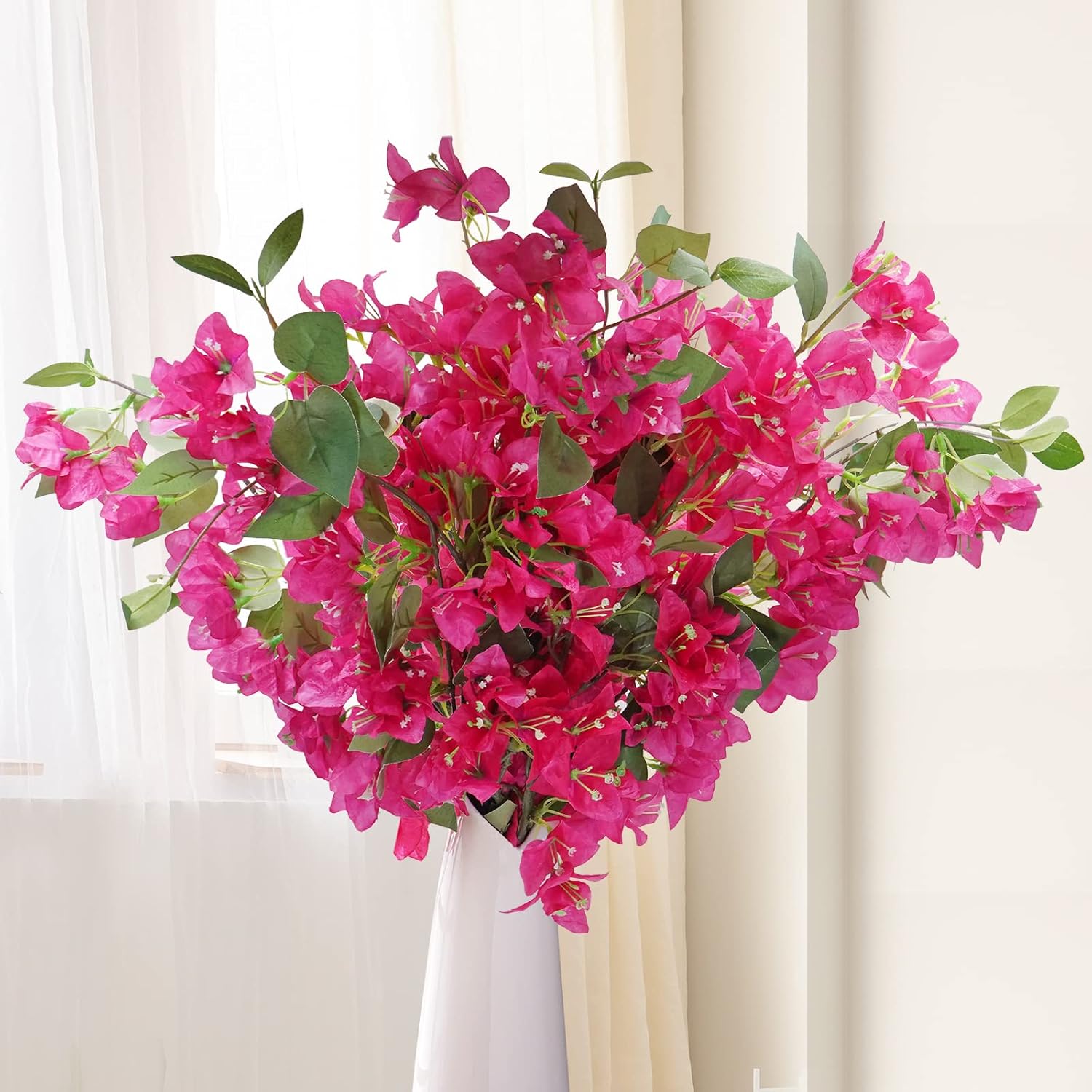 10 Pcs Artificial Flowers Silk Bougainvillea Branches Faux Artificial Bougainvillea Floral Stems 31" Long Plant Branches For Wedding Centerpieces Home Office Decoration Table Runner