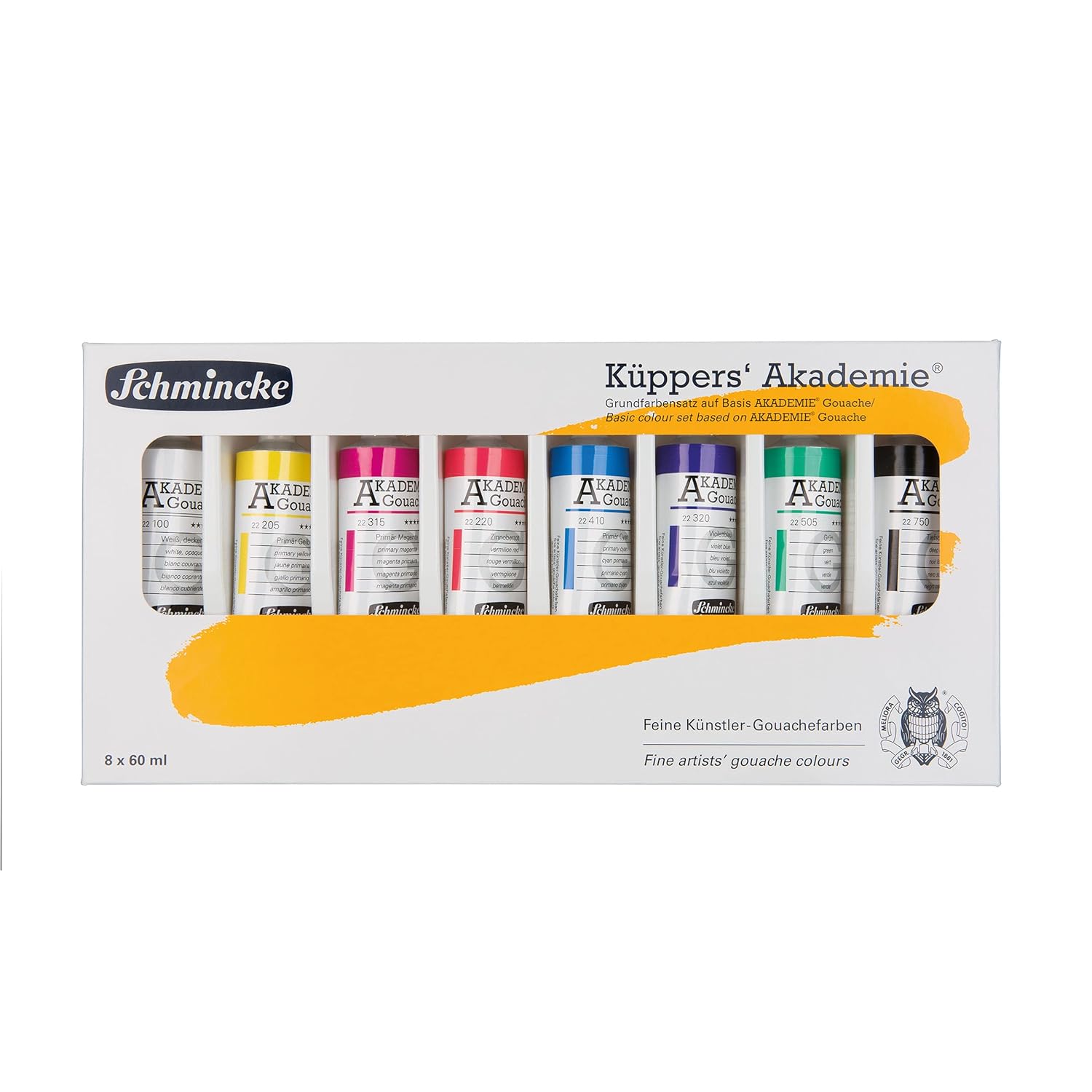 - Küppers Gouache, Basic Color Set, 8 X 2,03 Fl Oz / 60 Ml Tubes, 72 010 097, 8 Colors In Cardboard Box Set, Highly Opaque, Selected Pigments, Color Theory