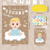 Baby Shower Game Pin The Pacifier On The Baby With 72 Pcs Pacifier Stickers, Large Baby Party Games Poster For Boys Kids Baby Shower Birthday Party Supplies