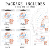 Blue Balloons Bear Baby Shower Game Cards With Box, Guess How Many, Baby Shower Game With Box And 50 Guessing Cards, Baby Shower Decorations For Boy And Girl