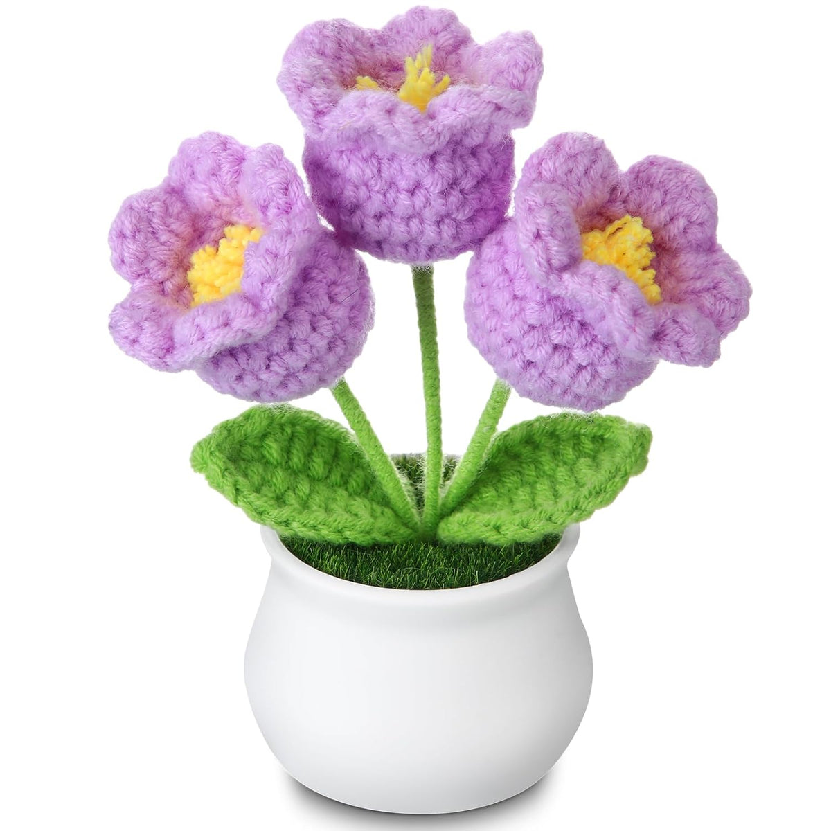 Crochet Flowers Bouquet For Home Office Desk Decorations, Valentines Mothers Day Mom Gifts For Women Her Teacher Coworkers Mom Sister Friends, Purple