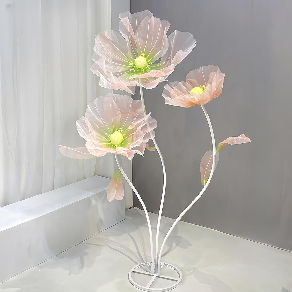Giant Flowers For Decoration, 5.58 Ft Large Artificial Silk Flower For Wedding Reception Birthday Valentine'S Day Party Backdrop Home Office Hotel Shop Window Display, Green Pink