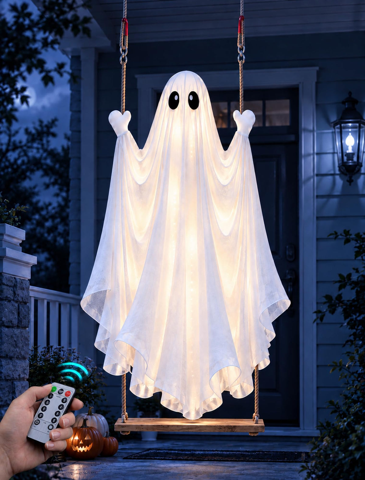 Halloween Swinging Ghost Outdoor Decor, Hanging Ghost with Light