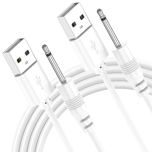 2 Pack USB to DC 2.5mm Replacement Charging Cable for Massager Devices