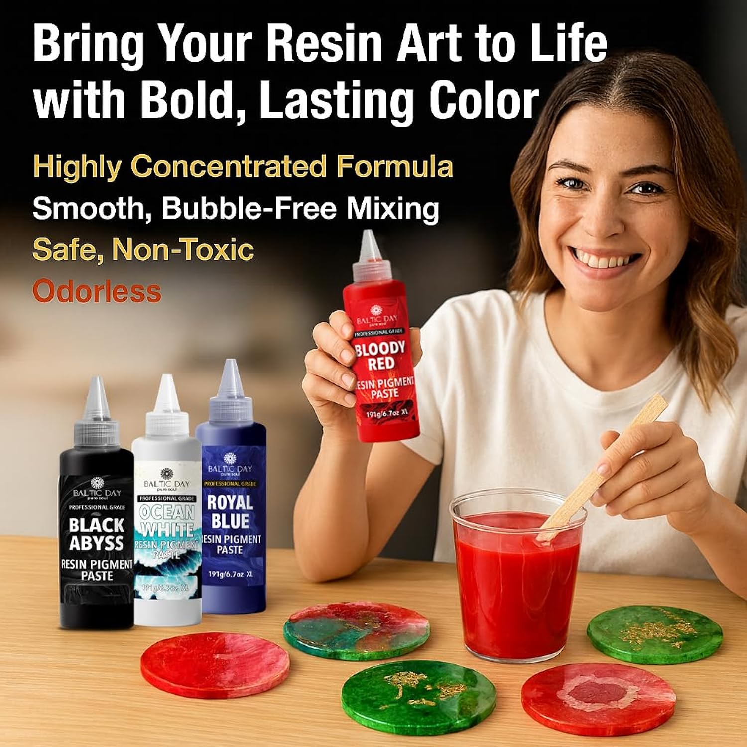 Opaque Epoxy Resin Pigment Paste – 10 Colors, 20G Each, Highly Concentrated Resin Colorant For Epoxy Resin, Casting, Deep Pour & Resin Art