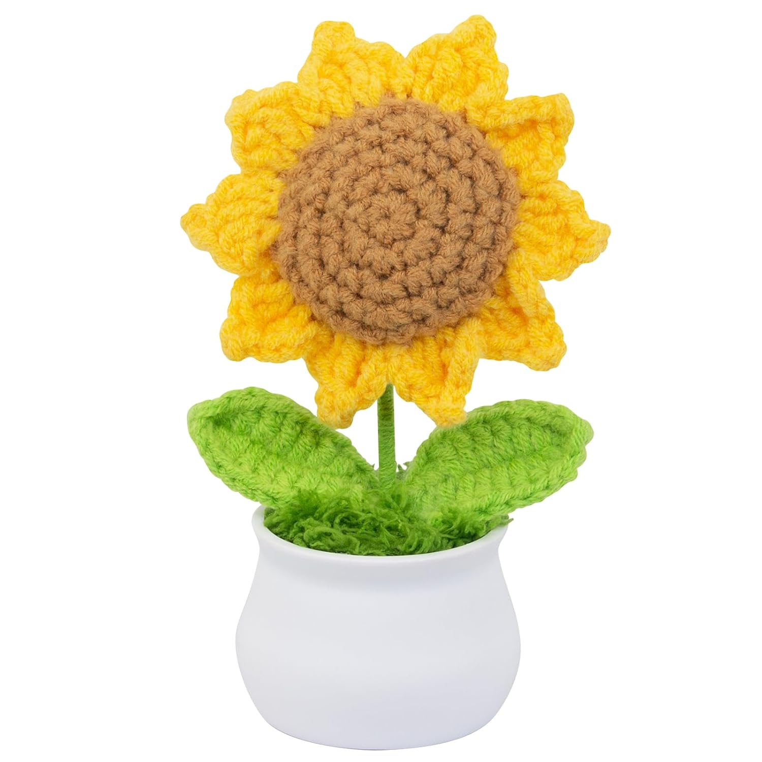 Handmade Crochet Flowers Artificial Sunflower Decor - Cute Desk & Car Dashboard Ornament, For Women Birthday Christmas Party Decor, Motivational Home Office Decor