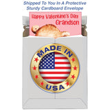 Grandson Valentine'S Day Card - Large Card Opens To 10" X 7.75" - Made In Chicago - Very Cute Teddy Bear With Heart - Premium Envelope Included & Shipped In Extra Sturdy Mailer - - #301