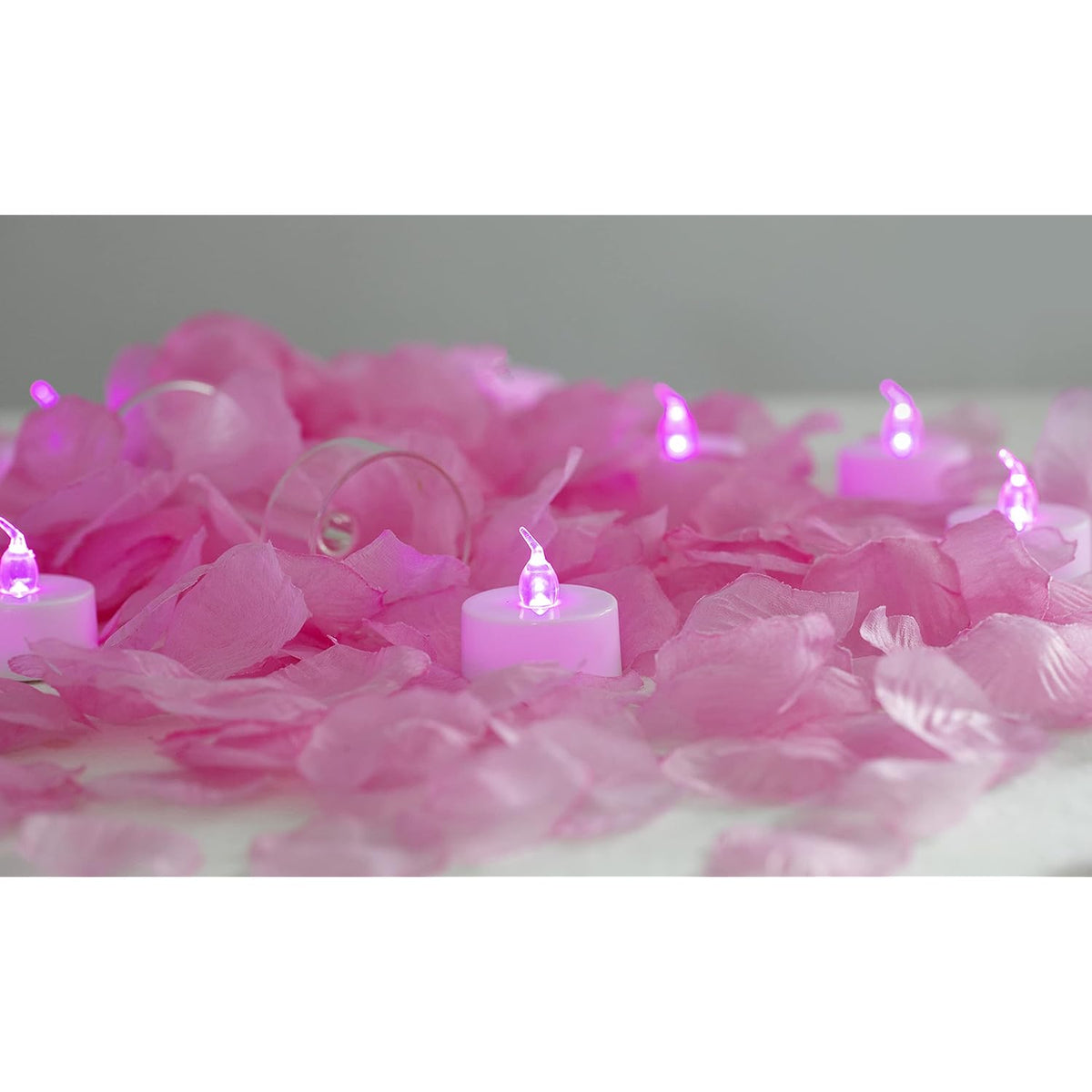 500Pcs Artificial Rose Petals With 24Pcs Steady Flameless Tea Lights Candles (Pink Lights With Pink Rose Petals)