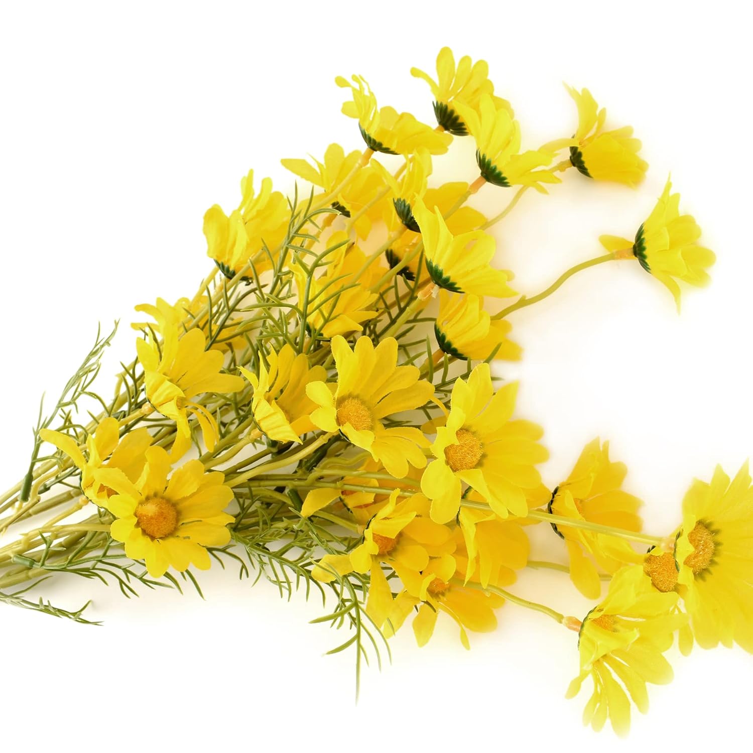 Artificial Daisy Flowers 6 Bundles 21” Faux Silk Daisy Flowers With Stems For Home Garden Vase Décor (Yellow)