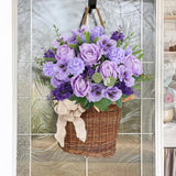 Purple Flowers Artificial With Rose Hyacinths Realistic Spring Flowers Indoor Bridal Bouquet Purple Silk Flower Arrangements For Kitchen Table Centerpieces Wedding Party Decor