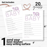 Purple Elephant Wishes For Baby Girls (20 Pack) Cute Words Of Wisdom Cards - Gender Neutral Baby Shower Game - Guest Book Alternative - Keepsake Activity For Wishing Well & Birthdays - 4X6