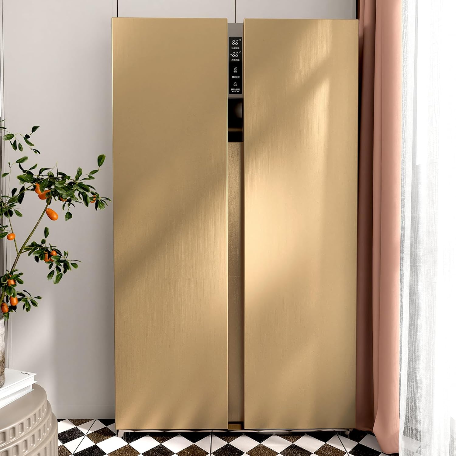 Gold Stainless Steel Contact Paper Golden Metallic Peel And Stick Wallpaper Self Adhesive Fridge Wallpaper Waterproof Metal Vinyl Refrigerator Wrap Contact Paper For Dishwasher 17.5X118 In