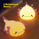 Axolotl Night Light For Kids With Axolotl Keychain,Animal Silicone Nursery Night Lamp, Rechargeable Table Lamp Bedside Lamp,Cute Room Decor Night Light For Bedroom,Desk Decorations,Gift