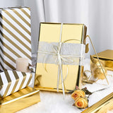 Reversible Golden Metallic Wrapping Paper, Gold & Stripe Gift Wrapping Paper, Shiny Glossy Foil Paper Solid Color Gift Wrap For Birthday, Christmas, Wedding,Valentine'S Day(17 Inch X 33 Feet)