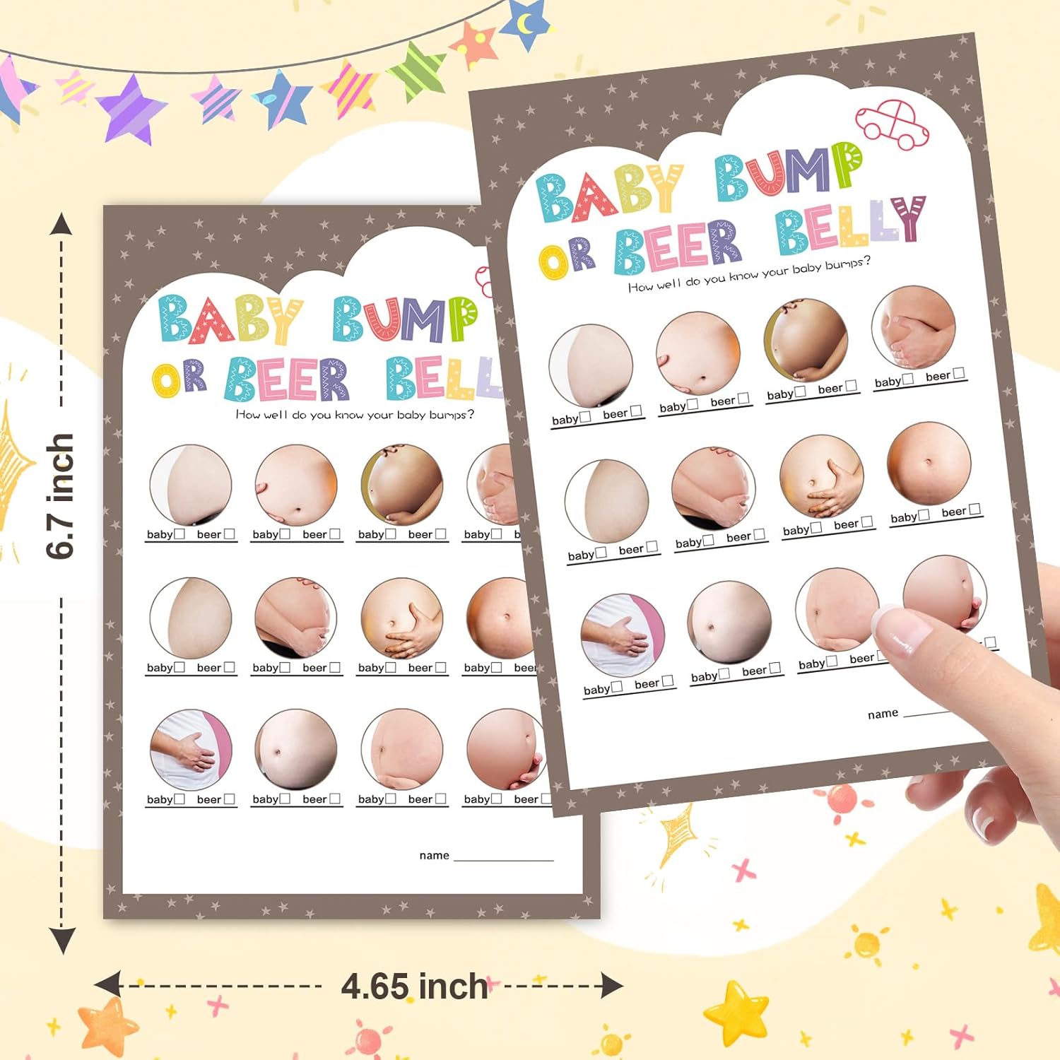 Baby Shower Games For Boy Or Girl - Beer Belly Or Baby Bump Game(50 Cards),Gender Neutral,Thick Paper,Hilarious,Fun And Easy To Play