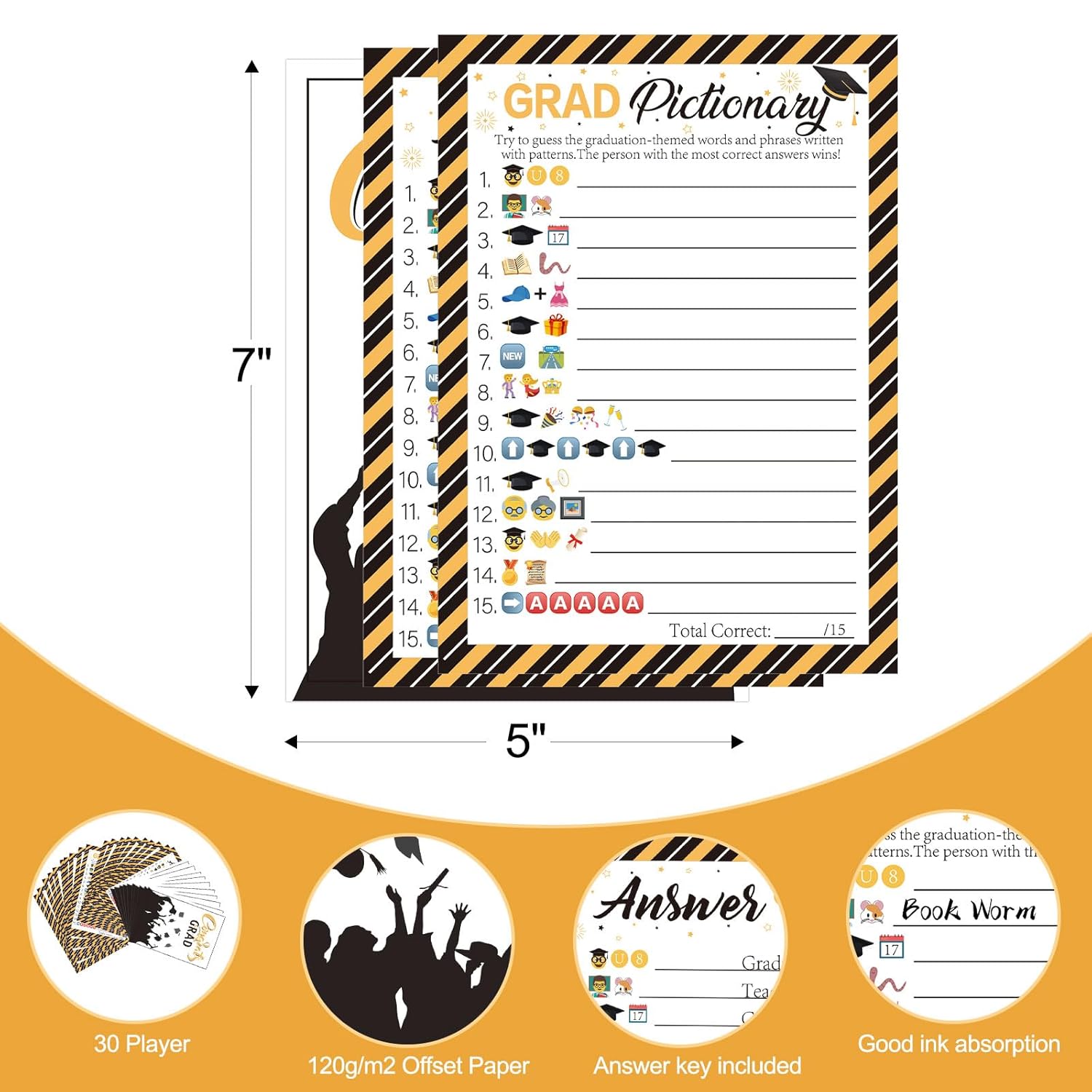 30 Players Graduation Party Games For Adults Large Groups, Grad Words Pictionary Game, Word Scramble Guesstures Game With Answer Key, Graduation Parties Supplies Favor (Pattern Pictionary)