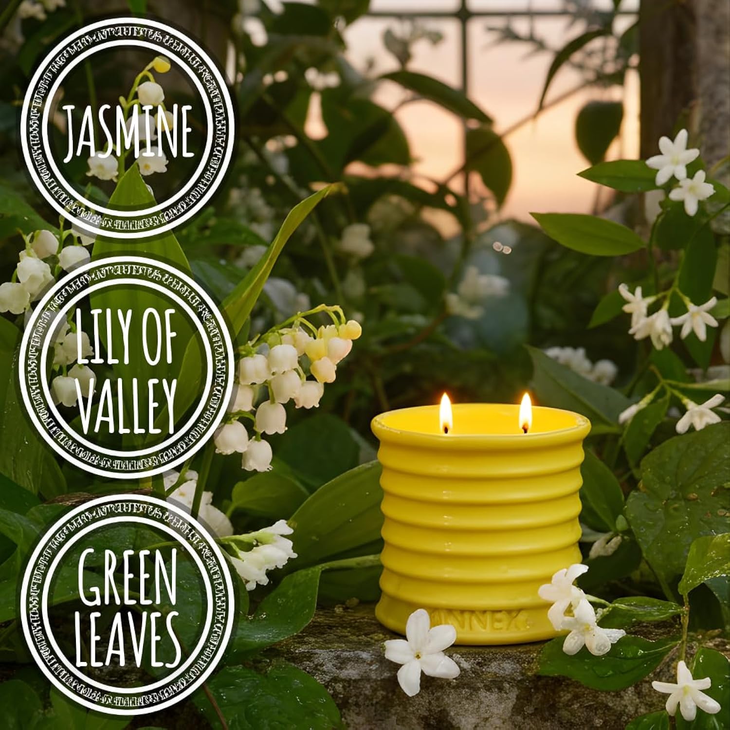 Lily Of The Valley & Jasmine Luxury Scented Candle - 8Oz Handmade Ceramic Jar Candle - 50Hr Clean Burn, 100% Non-Toxic Soy Wax, Home Fragrance, Aesthetic Decor Gift For Men Women - White Floral