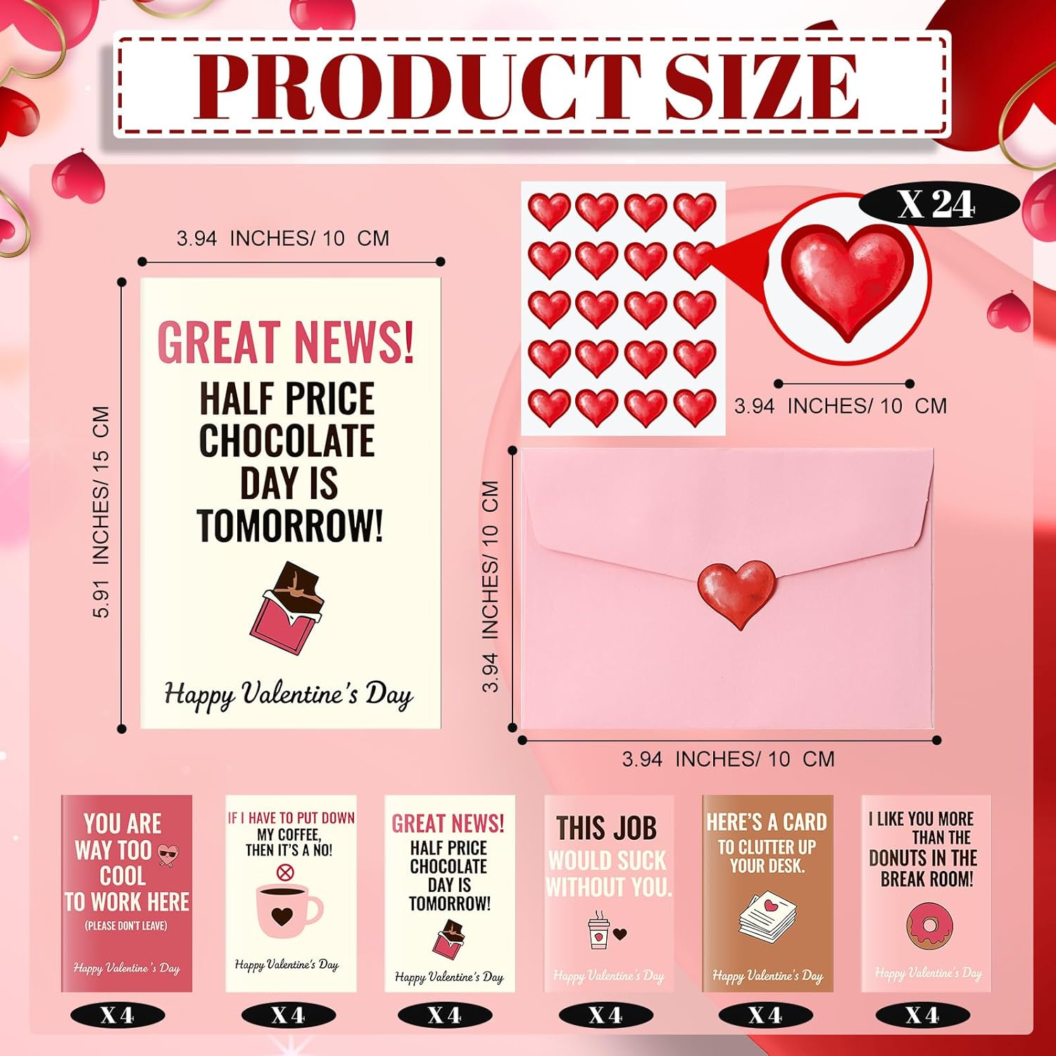 24 Pcs Funny Valentine'S Day Card For Coworkers, With Envelopes And Stickers 6 Designs Blank Inside Humorous Valentine'S Day Cards For Coworker Colleague For Colleague Boss Employees