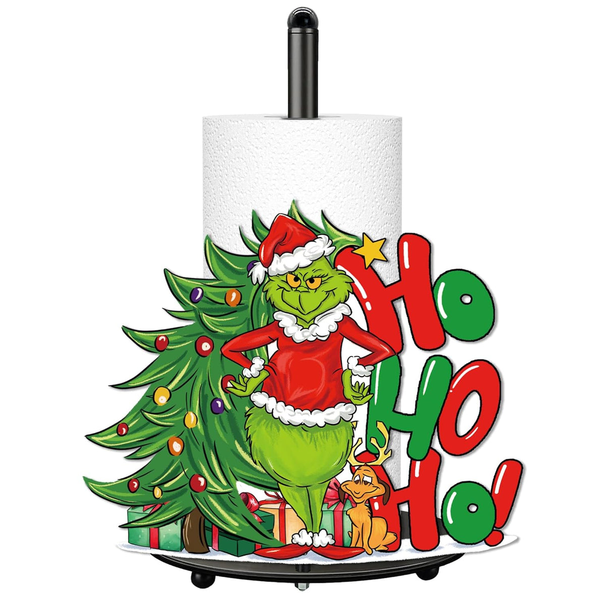 Christmas Paper Towel Holder, Christmas Decorations For Home Bathroom Accessories Paper Towel Holder Stand, Xmas Green Kitchen Decor For Home Large Metal Towel Stand For Countertops