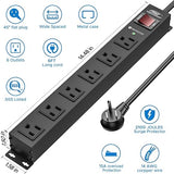 Heavy Duty Metal Power Strip 6 Outlets 15A 1875W 2100J Surge Protector 6FT