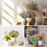 8 Bundles Artificial Flowers, Fake Artificial Greenery Uv Resistant No Fade Faux Plastic Plants For Wedding Bridle Bouquet Indoor Outdoor Home Garden Kitchen Office Table Vase