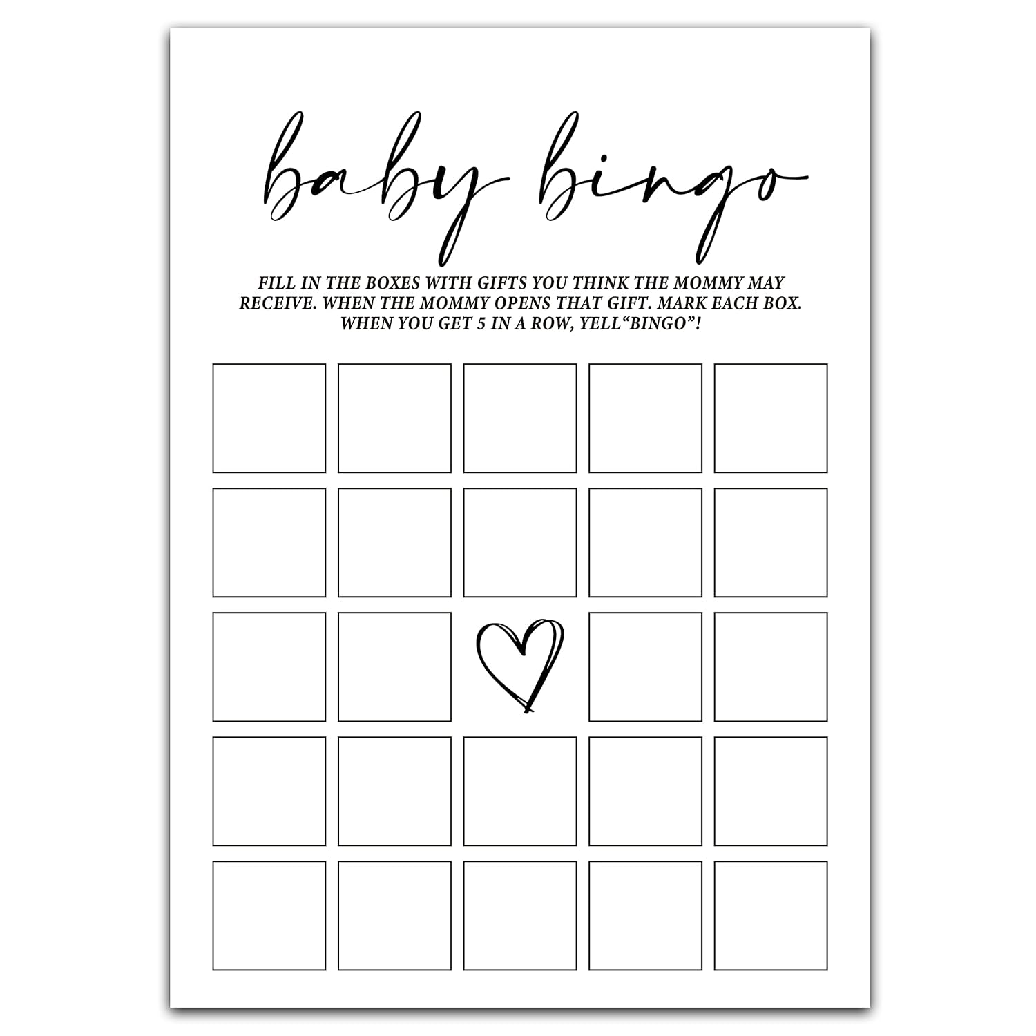 Baby Shower Games(5" X 7"), 30 Sets Modern Black And White Baby Bingo Guess Gift Game Cards, Boy Girl Gender Neutral Baby Shower Supplies-B07