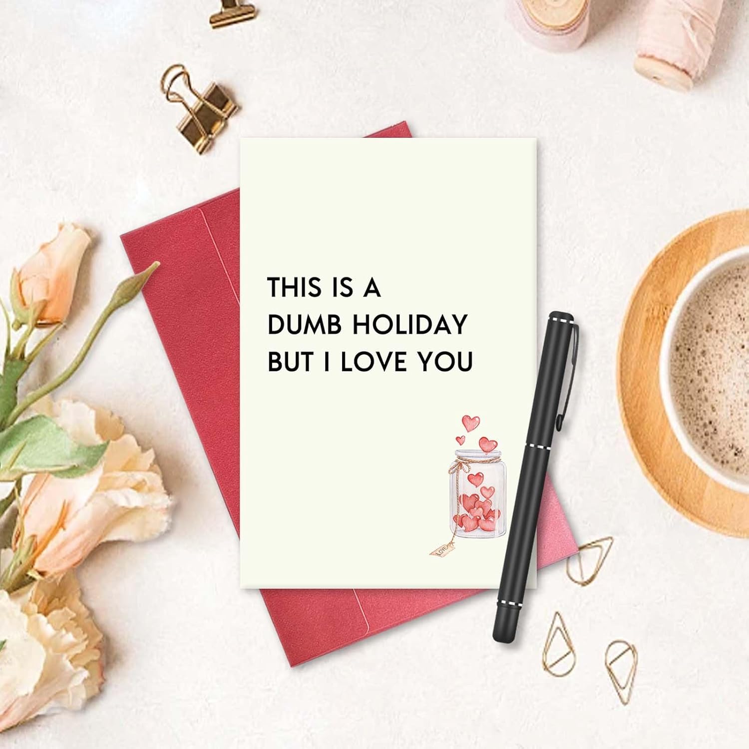Sarcastic Valentines Card For Men Woman, Jokey Anti Valentine'S Day Card, Galentine'S Day Card For Sister Bestie, Funny Valentine'S Day Card For Friend, This Is A Dumb Holiday, But I Love You