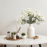 8 Pcs 23.6 Inch Artificial Cosmos Branch White Fake Cosmos Flowers Silk Flower For Indoor Outdoor Kitchen Garden Party Home Wedding Floral Arrangement Decoration (White)