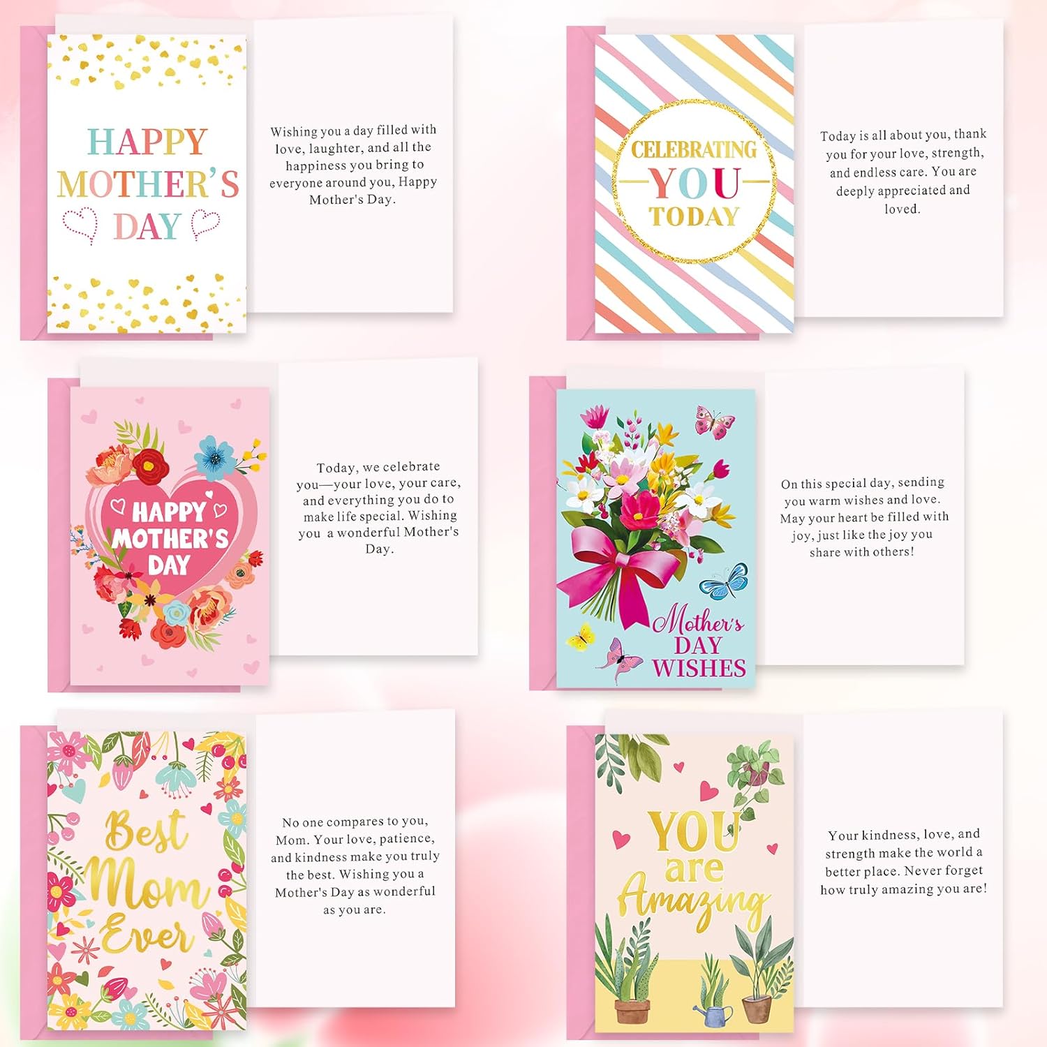 Mothers Day Cards Decorably Gold Foiled And Textured Happy Mothers Day Card Set With Floral Designs Gift Cards For Mom Wishes Printed Message Inside