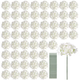 64 Pcs Artificial Hydrangea Flowers, Silk Hydrangea Full Flowers Heads With Stems For Wedding Centerpieces, Home, Garden, Baby Shower, Party Decoration (Ivory)