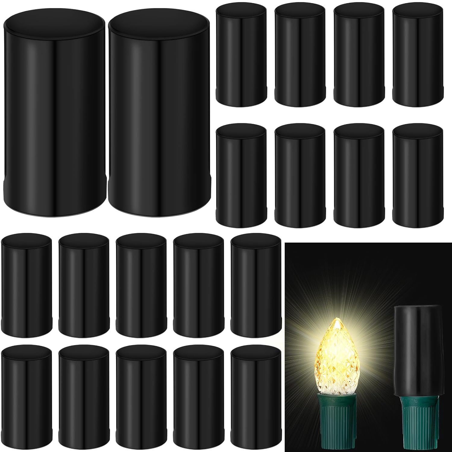 20 Pcs No Glow Christmas Bulbs Light Caps Compatible With C7 Led String Lights Rubber String Lights Caps Soft Christmas