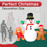7Ft Christmas Inflatables Decorations Outdoor?Blow Up Christmas Snowmen And Gingerbread Men With Built-In Leds Lights Fo
