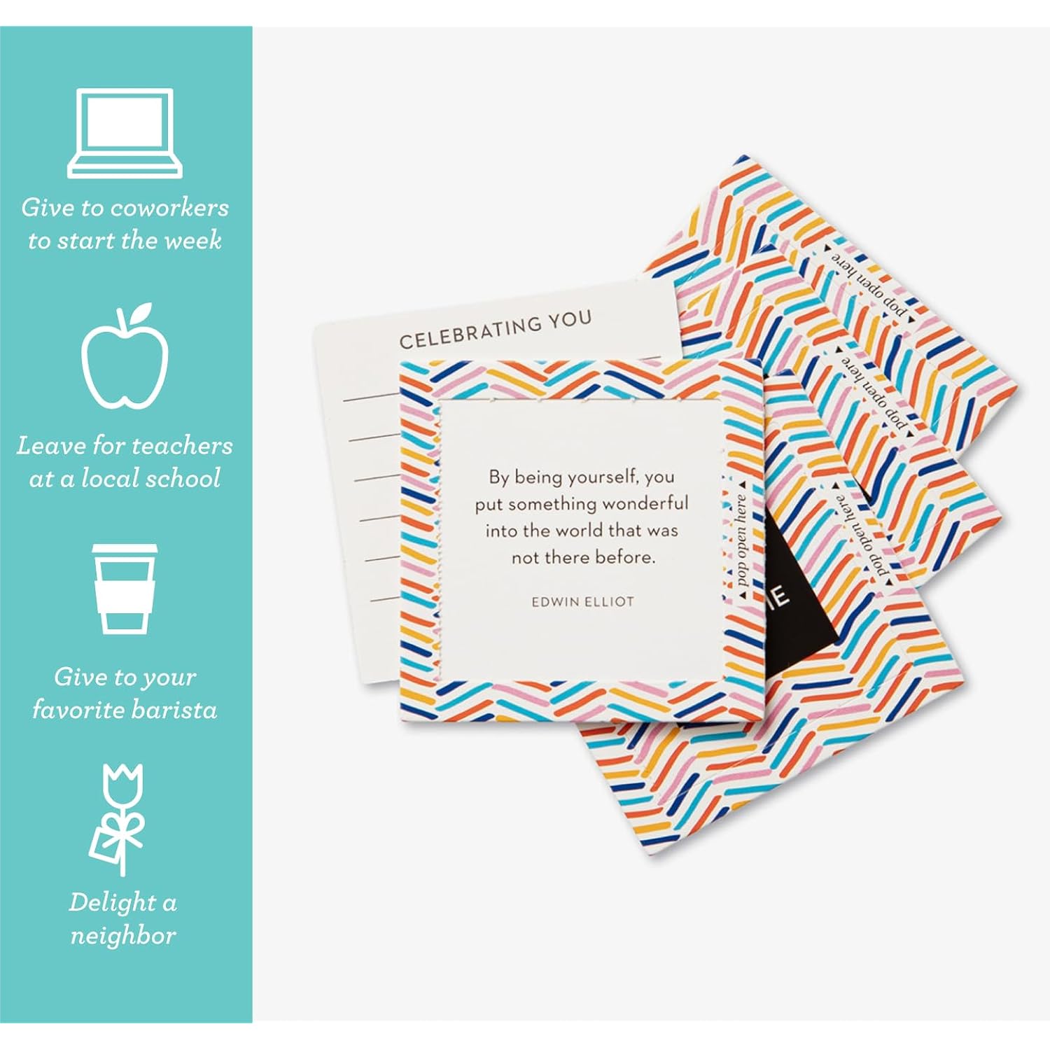 Thoughtfulls Pop-Open Cards — 4-Pack Of You'Re Awesome, You Matter, You'Re Wonderful, Yay You —120 Pop-Open Cards, Each With A Different Message Inside
