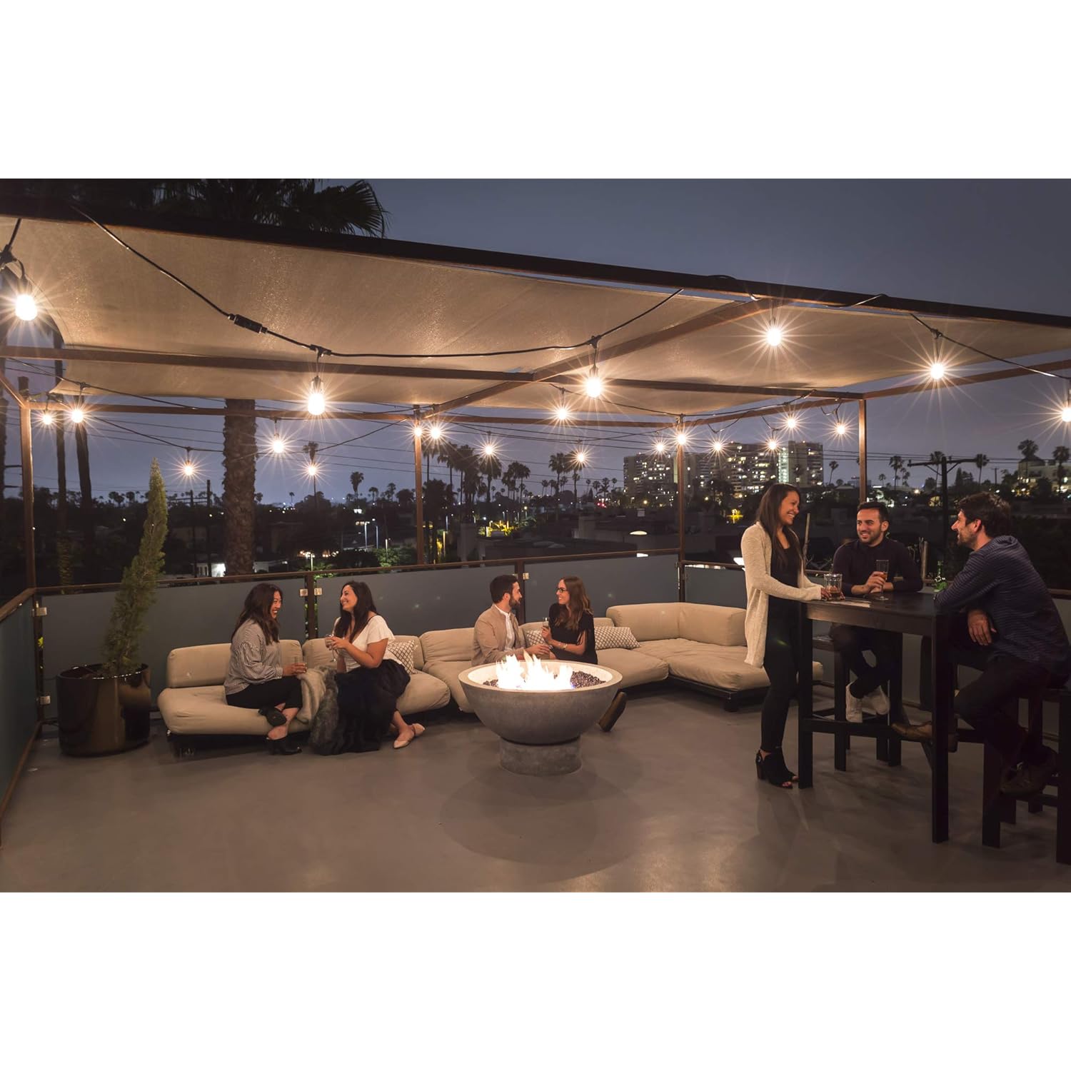 Feit Electric 72041 30 Foot Heavy-Duty Weather Resistant Decorative Indoor and Outdoor 10 Sockets Incandescent String Lights, 30', 11W, Dimmable,Black