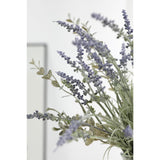 Artificial Lavender Stems In Glass Vase With Faux Water,15" Artificial Plants Eucalyptus Leaves For Shelf Desk Bathroom Farmhouse Room Coffee Table Home Decor