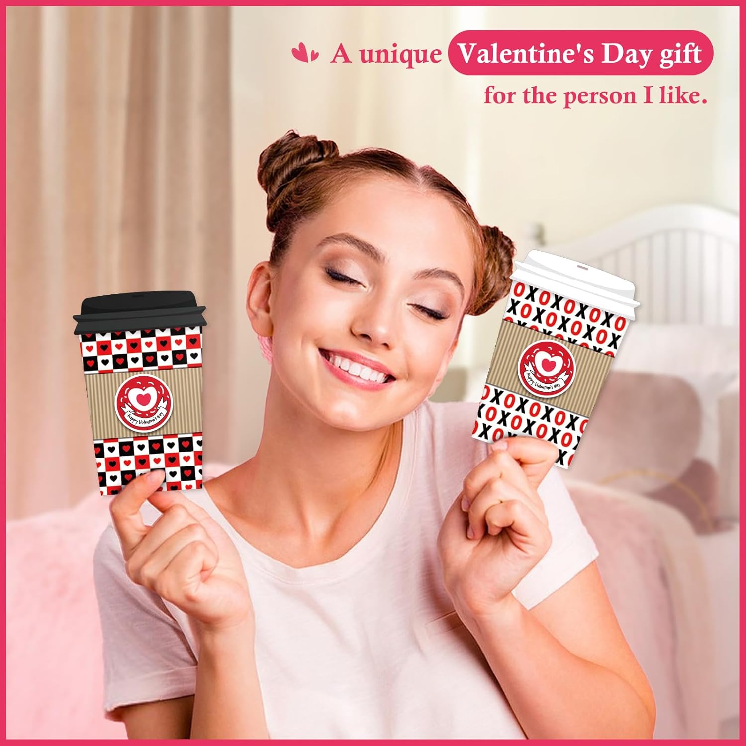 Valentines Day Card For Him - 6 Set Coffee Cup Gift Card Holder Money Holder For Cash Gift Unique Valentines Coffee Cup Gift Card Holder For Boyfriend Girlfriend Coffee Lovers Gifts