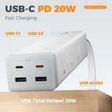 Surge Protector Power Strip 9 Outlets 4 USB Ports 2 USB C 1050J 6FT Flat Plug Grey