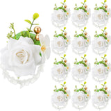 Set Of 12 Rose Wrist Corsages For Wedding Corsage Flower Wristlet Floral Wedding Wrist Bridal Rose Leaf Hand Flowers For Bride Bridesmaid Prom Engagement Festival(Pink)